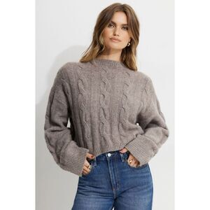 Dynamite Heavenlyarn™ Luana Cable Knit Sweater in Chalet Brown Melange NWT